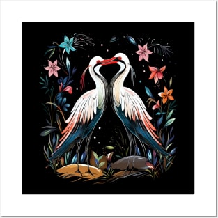 Stork Couple Valentine Posters and Art